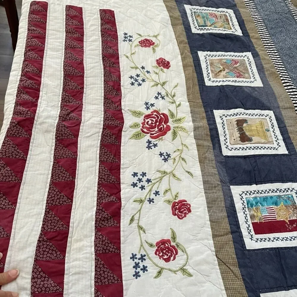 Vintage JCPenney's Home Collection Quilt Freedom Flag Patriotic 84